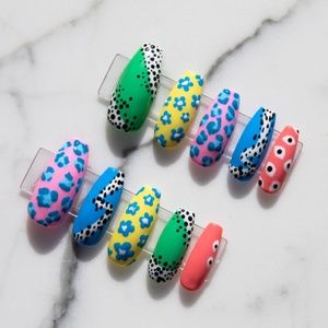 Colorful Animal Print and Abstract Press On Nails